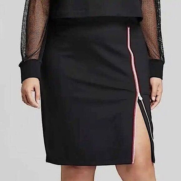 NWT Hunter for Target Black & Red Side Zip Pencil Skirt Size Medium - Picture 1 of 9